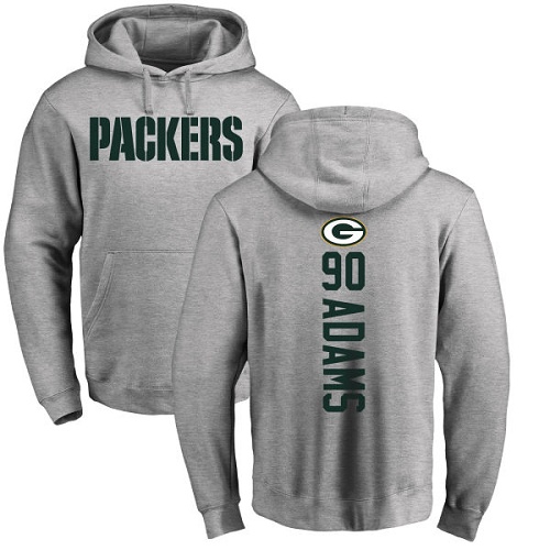 Men Green Bay Packers Ash #90 Adams Montravius Backer Nike NFL Pullover Hoodie Sweatshirts